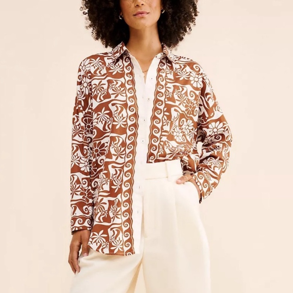 Anthropologie Poplin Long Sleeve Button Down Shirt - Picture 4 of 7